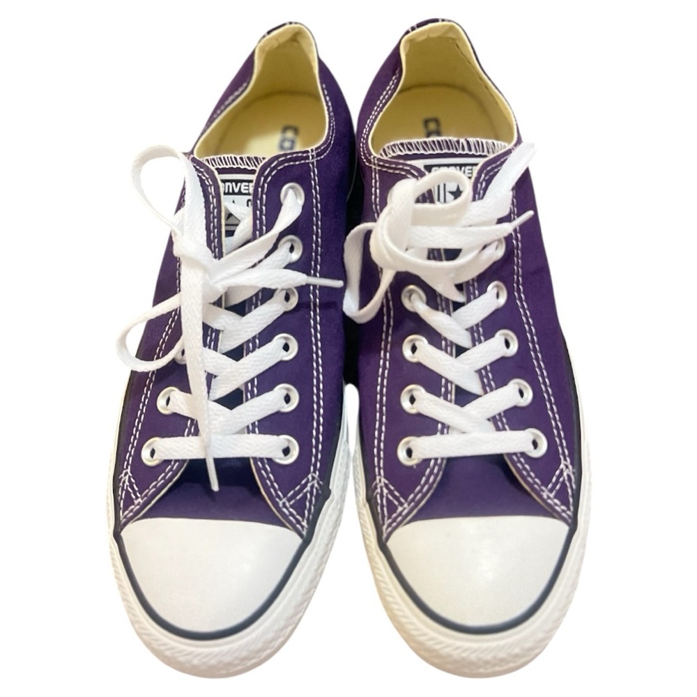 Converse Purple and White Athletic Shoes High-Top Canvas